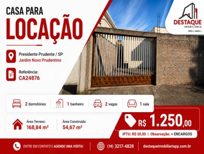 Casa para Loca��o, em Presidente Prudente, bairro Jardim Novo Prudentino, 2 dormit�rios, 1 banheiro, 2 vagas