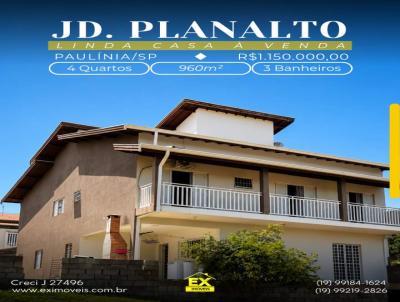 Casa para Venda, em Paul�nia, bairro Jardim Planalto, 4 dormit�rios, 3 banheiros, 1 su�te, 5 vagas
