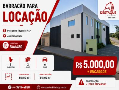 Barrac�o para Loca��o, em Presidente Prudente, bairro Jardim Santa F�, 3 banheiros, 6 vagas