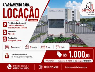 Apartamento para Loca��o, em Presidente Prudente, bairro Conjunto Habitacional Jardim Humberto Salvador, 2 dormit�rios, 1 banheiro, 1 vaga