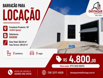 Barrac�o para Loca��o, em Presidente Prudente, bairro Jardim Igua�u, 2 banheiros, 3 vagas