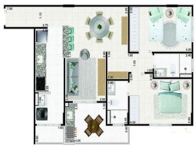 Apartamento para Venda, em , bairro Cai�ara, 2 dormit�rios, 2 banheiros, 1 su�te, 1 vaga