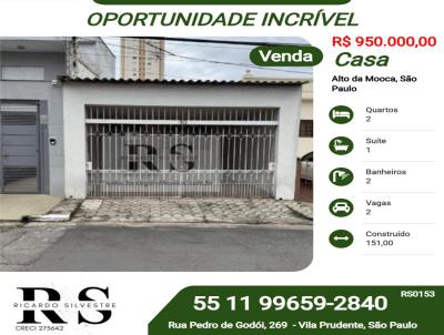 Casa para Venda, em S�o Paulo, bairro Alto da Mooca, 2 dormit�rios, 2 banheiros, 1 su�te, 2 vagas