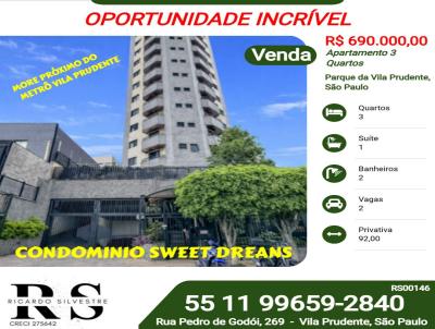 Apartamento 3 Quartos para Venda, em S�o Paulo, bairro Parque da Vila Prudente, 3 dormit�rios, 2 banheiros, 1 su�te, 2 vagas