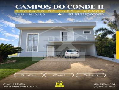 Casa para Venda, em Paul�nia, bairro Cascata, 3 dormit�rios, 5 banheiros, 3 su�tes, 4 vagas