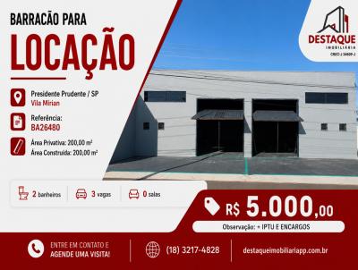 Barrac�o para Loca��o, em , bairro , 2 banheiros, 3 vagas